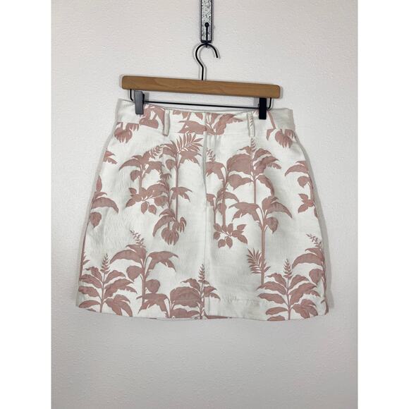 Ted Baker Pink White Floral Jacquard Mini Skirt | Size 4 - Picture 1 of 11